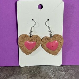 Valentines earrings sugar cookie polymer clay